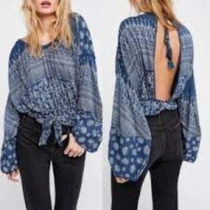 Free People Weekend Warrior Crop Top: Denim Blue: NWOT: Medium: OB652044